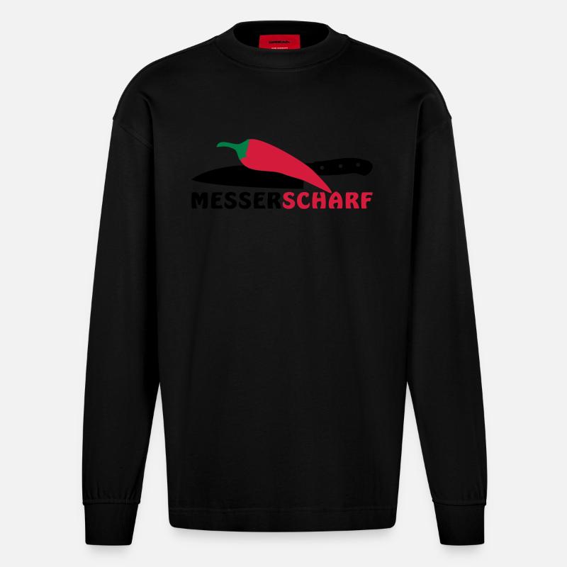SHARP KNIFE - Heavyweight Oversized Organic Longsleeve Shirt Made in EU - SOLID BLACK