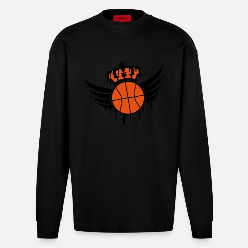 Basketball Blazon Logo Graffiti - Manches longues bio épais oversize fabriqué en UE - SOLID BLACK