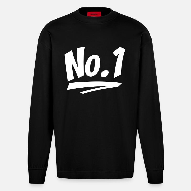 Nummer eins - Heavyweight Oversized Organic Langarmshirt Made in EU - SOLID BLACK