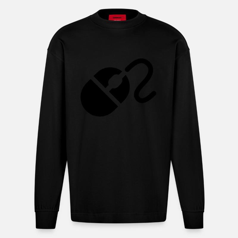 Computer Mouse - Heavyweight Oversized Organic Langarmshirt Made in EU - SOLID BLACK