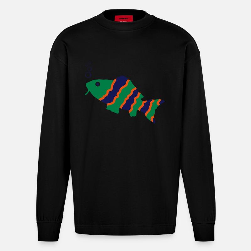 fisch - Manches longues bio épais oversize fabriqué en UE - SOLID BLACK