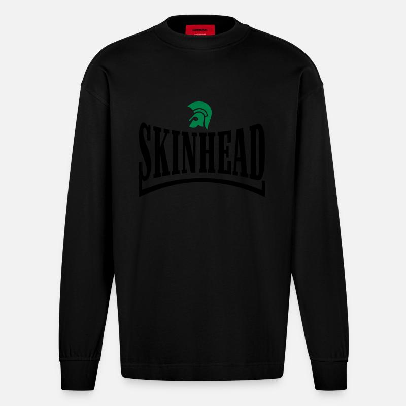 Skinhead - Heavyweight Oversized Organic Langarmshirt Made in EU - SOLID BLACK