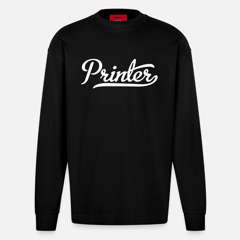Drucker - Heavyweight Oversized Organic Langarmshirt Made in EU - SOLID BLACK