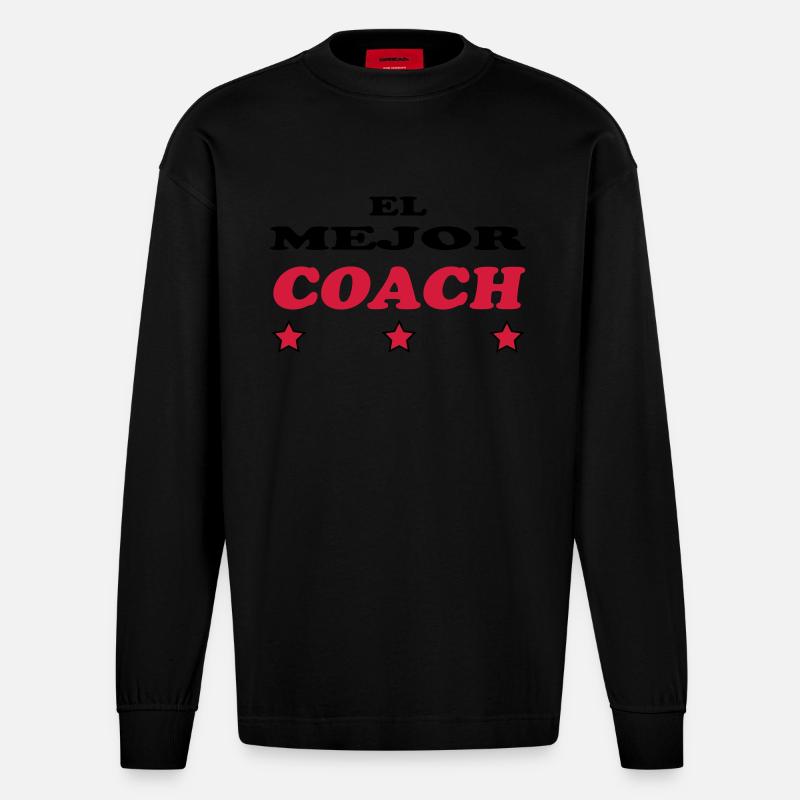 EL MEJOR COACH - Manches longues bio épais oversize fabriqué en UE - SOLID BLACK