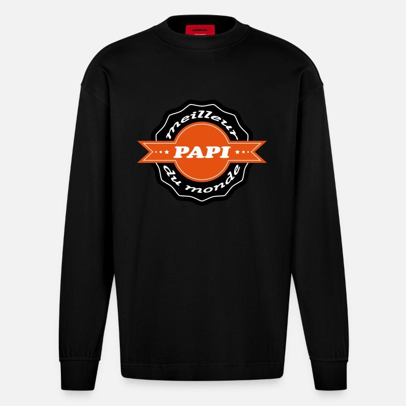 Beste PAPI - Heavyweight Oversized Organic Langarmshirt Made in EU - SOLID BLACK