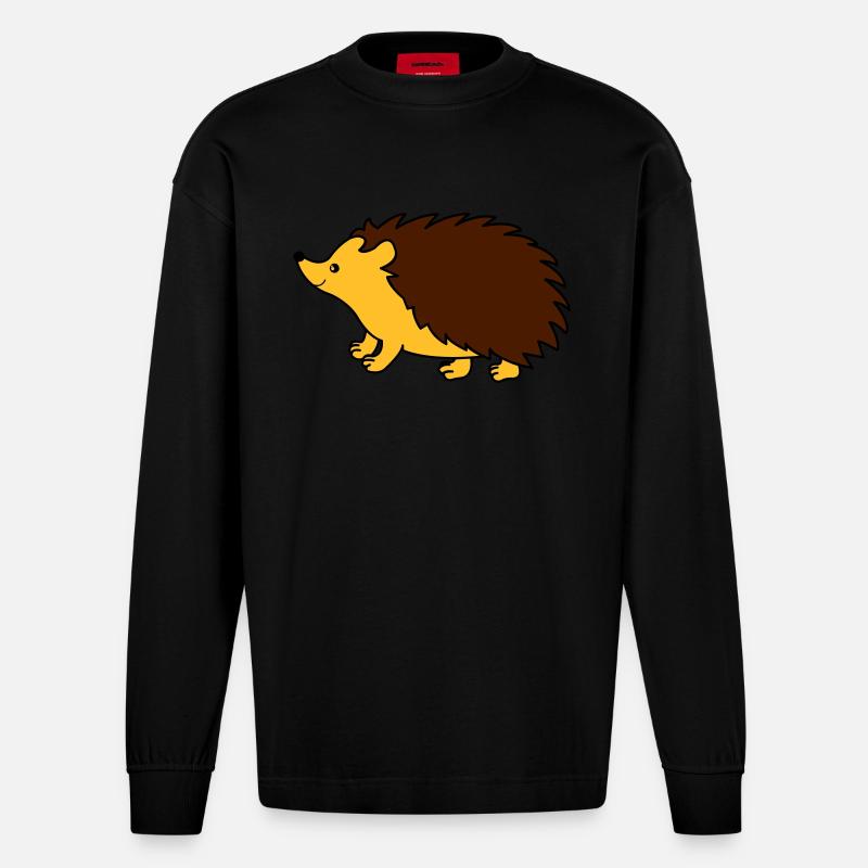 Bande dessinée hérisson - Manches longues bio épais oversize fabriqué en UE - SOLID BLACK