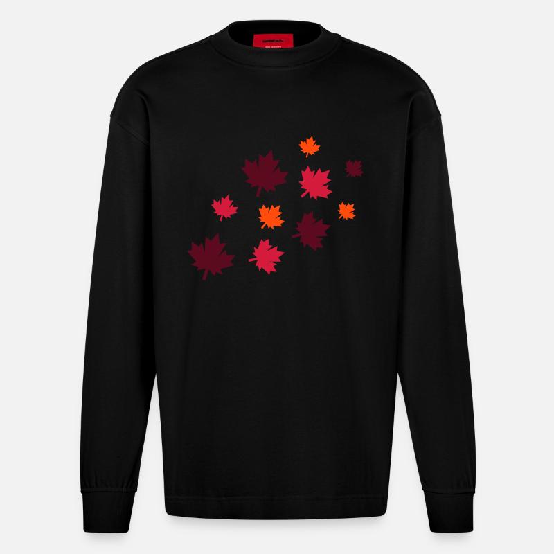 Feuilles d’érable - Manches longues bio épais oversize fabriqué en UE - SOLID BLACK