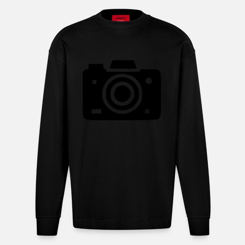 Kamera - Heavyweight Oversized Organic Langarmshirt Made in EU - SOLID BLACK