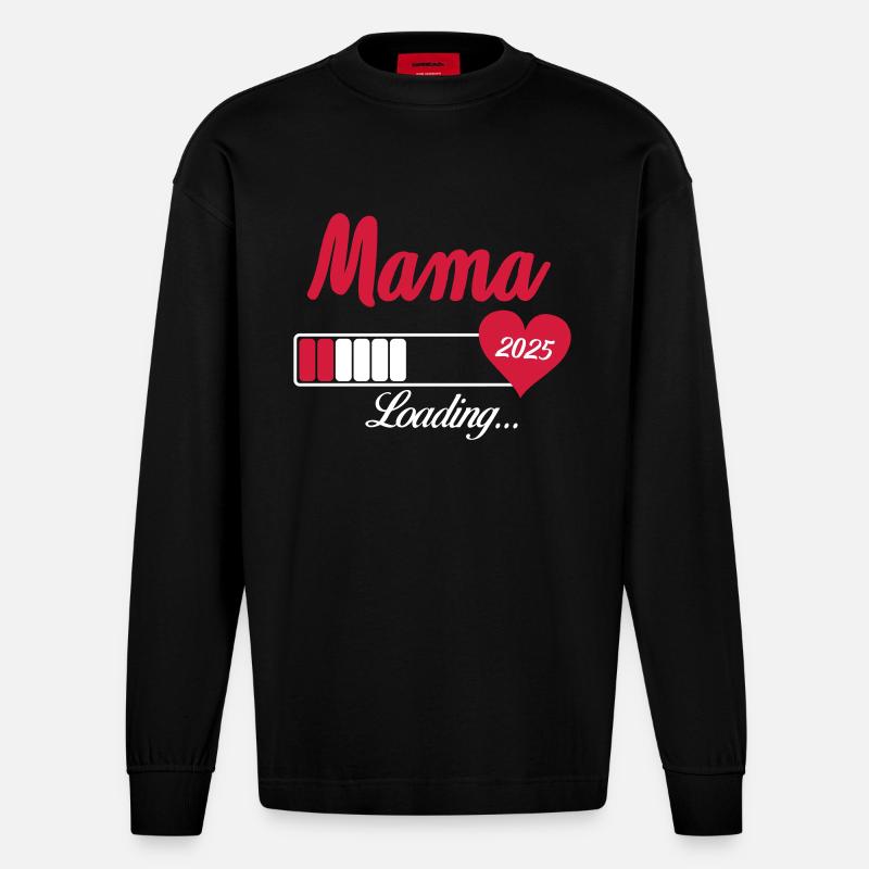 Mama Loading 2025 - Heavyweight Oversized Organic Langarmshirt Made in EU - SOLID BLACK