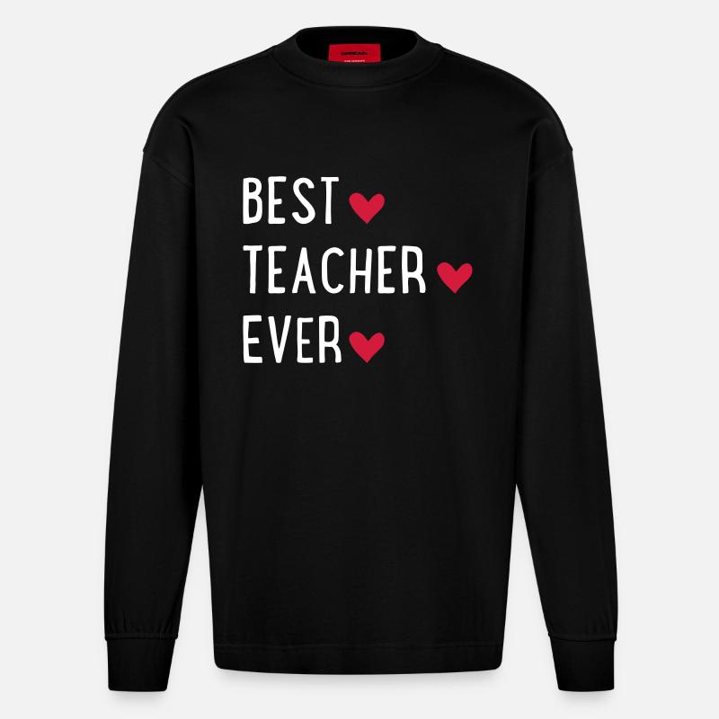 Meilleur enseignant - Manches longues bio épais oversize fabriqué en UE - SOLID BLACK