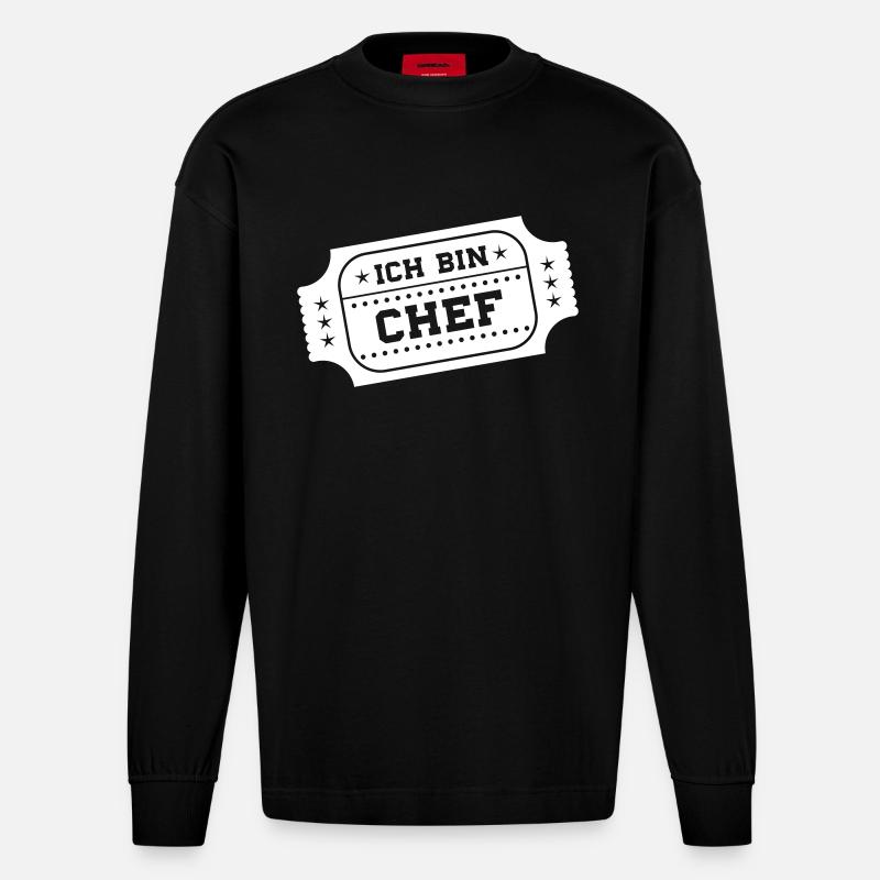 ich bin chef - Heavyweight Oversized Organic Langarmshirt Made in EU - SOLID BLACK