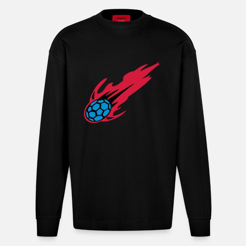 BURNING Handball - Heavyweight Oversized Organic Langarmshirt Made in EU - SOLID BLACK