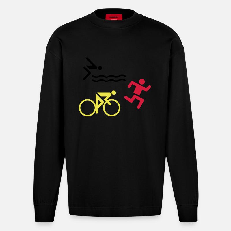 Triathlon - Heavyweight Oversized Organic Langarmshirt Made in EU - SOLID BLACK