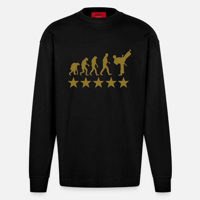 fight evolution - Manches longues bio épais oversize fabriqué en UE - SOLID BLACK