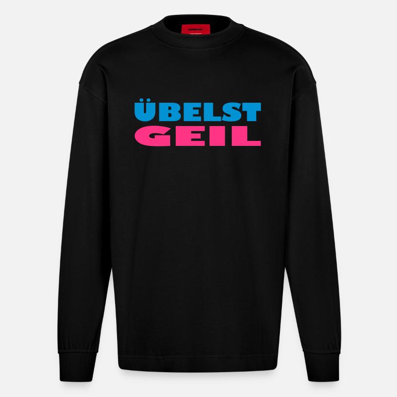 übelst geil leider exit-shirt - Heavyweight Oversized Organic Langarmshirt Made in EU - SOLID BLACK