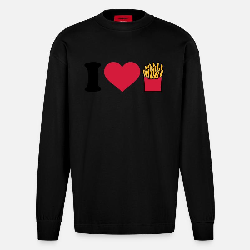 Pommes - Heavyweight Oversized Organic Langarmshirt Made in EU - SOLID BLACK
