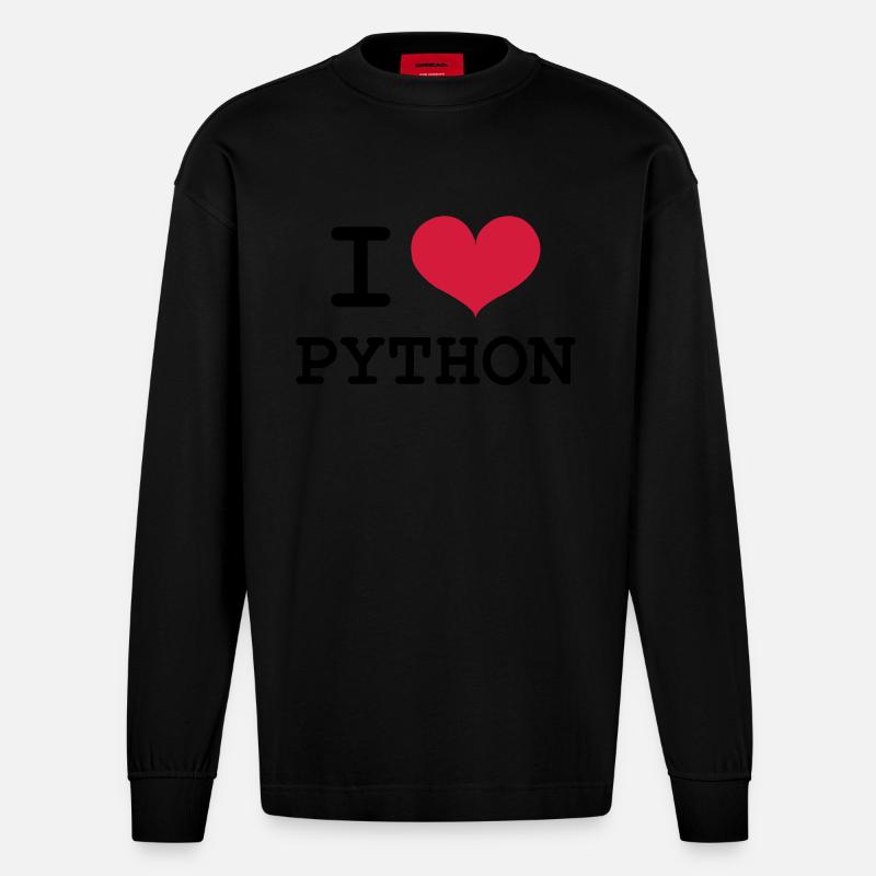 I Love Python - Manches longues bio épais oversize fabriqué en UE - SOLID BLACK