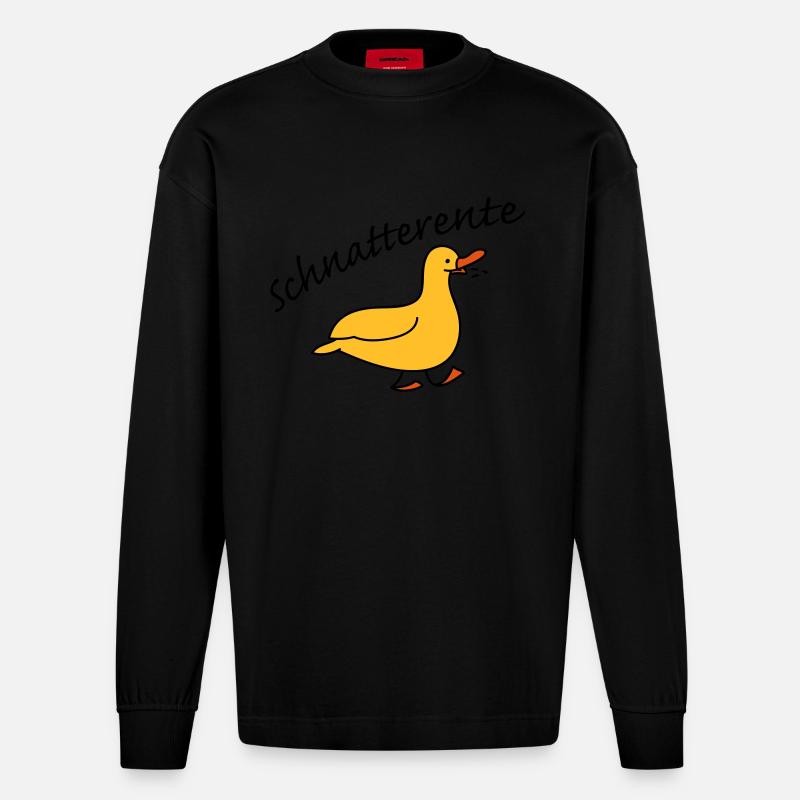 Schnatterente - Heavyweight Oversized Organic Langarmshirt Made in EU - SOLID BLACK