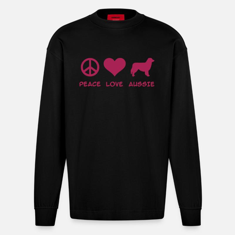 Australian Shepherd - Heavyweight Oversized Organic Langarmshirt Made in EU - SOLID BLACK
