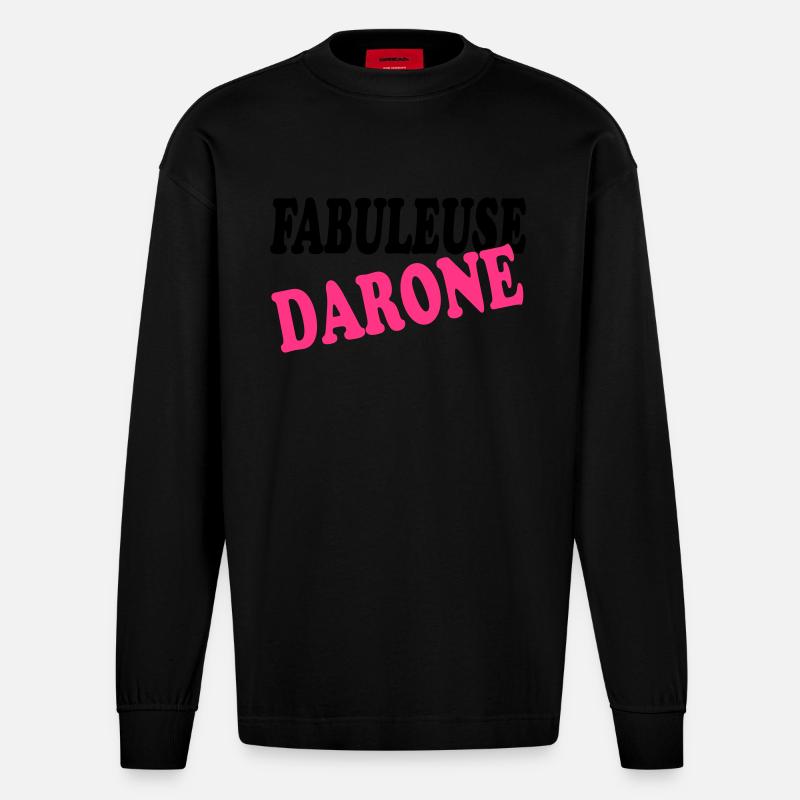 FABULEUSE DARONE - Manches longues bio épais oversize fabriqué en UE - SOLID BLACK