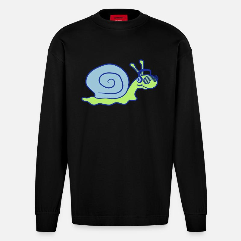 Cool DJ Escargot Mignon Shell - Manches longues bio épais oversize fabriqué en UE - SOLID BLACK