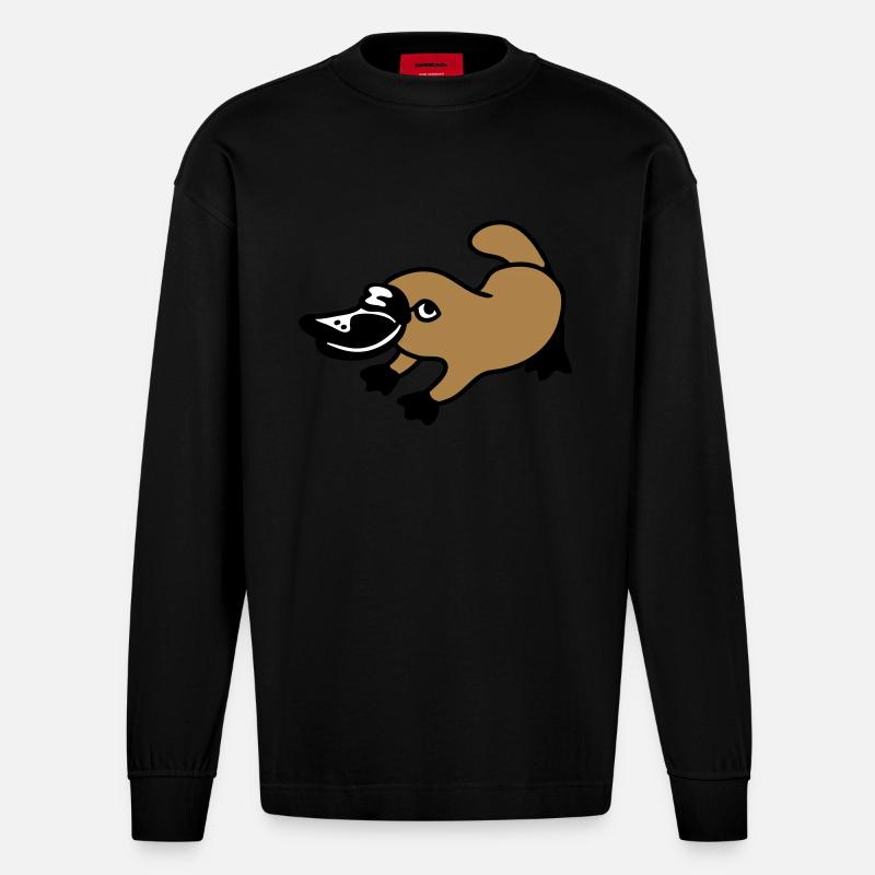 Platypus 3 - Heavyweight Oversized Organic Longsleeve Made in EU - SOLID BLACK