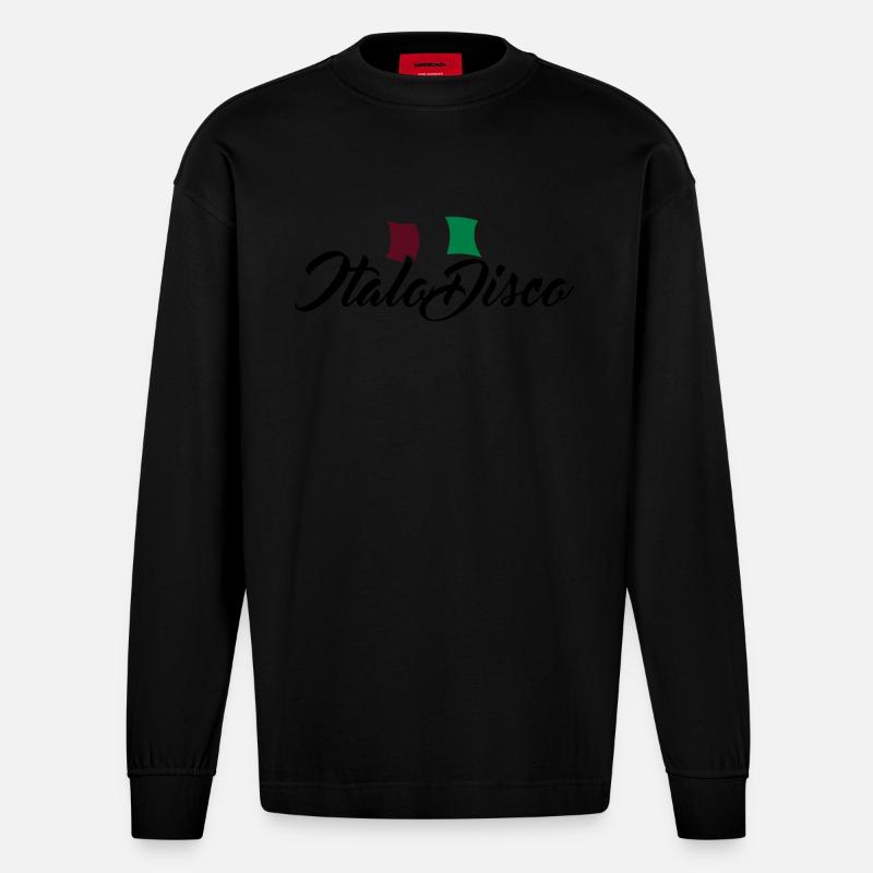 Italo Disco - Heavyweight Oversized Organic Langarmshirt Made in EU - SOLID BLACK
