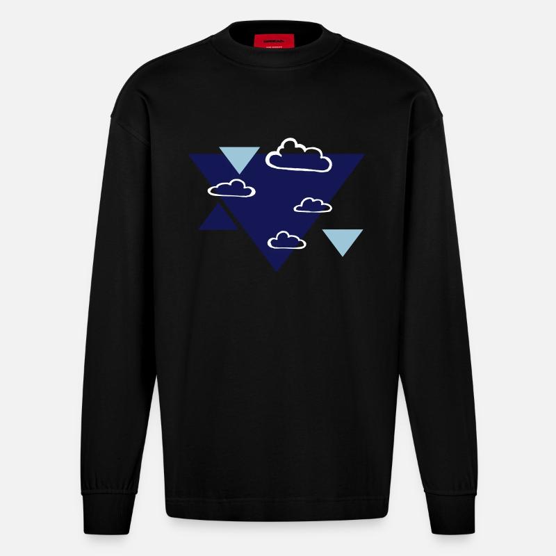 Clouds - printing inks freely selectable - Heavyweight Oversized Organic Longsleeve Shirt Made in EU - SOLID BLACK