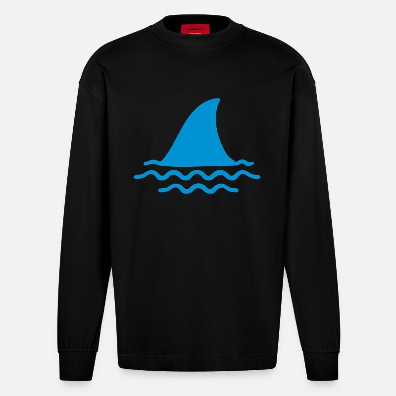 Requin - Manches longues bio épais oversize fabriqué en UE - SOLID BLACK