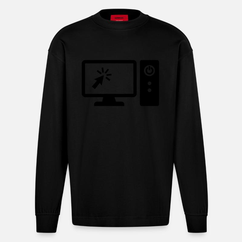 Computer - Heavyweight Oversized Organic Langarmshirt Made in EU - SOLID BLACK