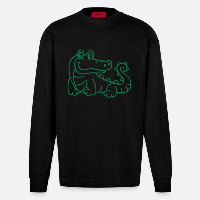 Crocodile - Manches longues bio épais oversize fabriqué en UE - SOLID BLACK