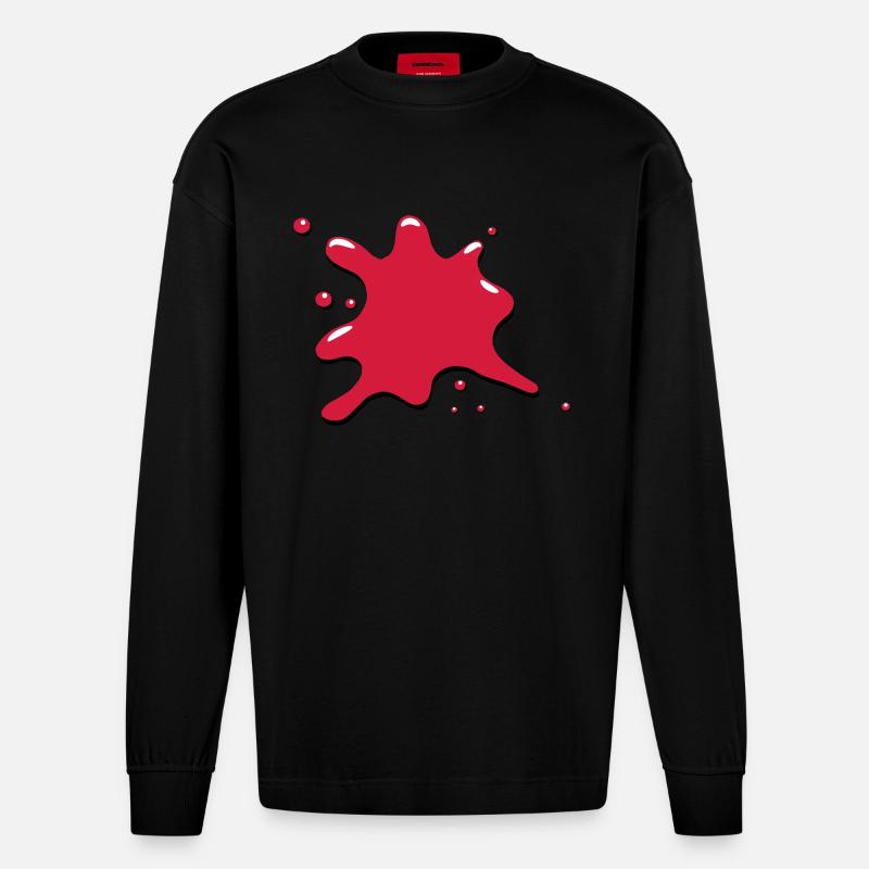 Klecks fleck blut - Heavyweight Oversized Organic Langarmshirt Made in EU - SOLID BLACK