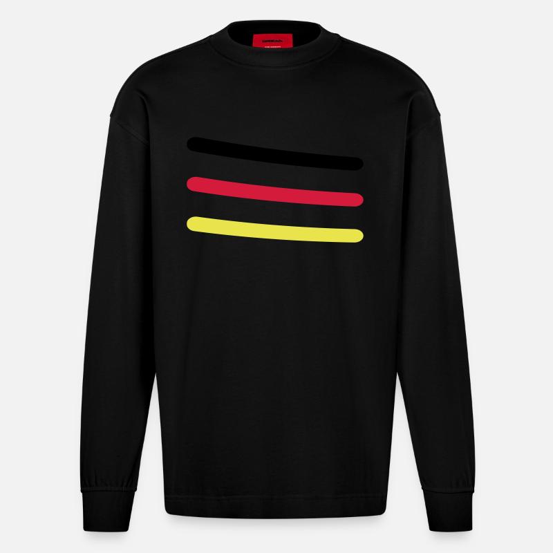 Ligne Allemagne - Manches longues bio épais oversize fabriqué en UE - SOLID BLACK