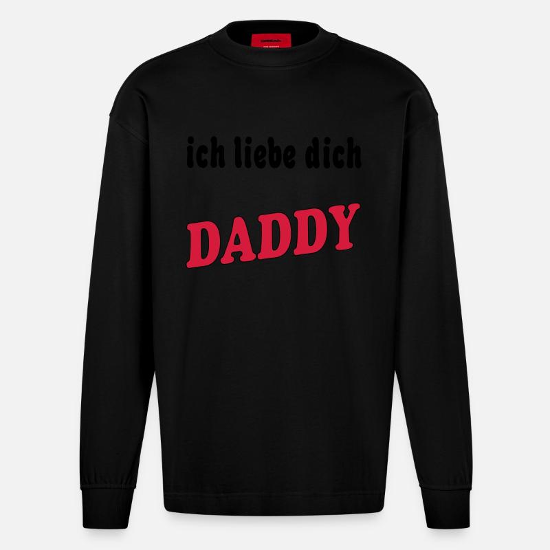 Ich liebe dich DADDY - Manches longues bio épais oversize fabriqué en UE - SOLID BLACK
