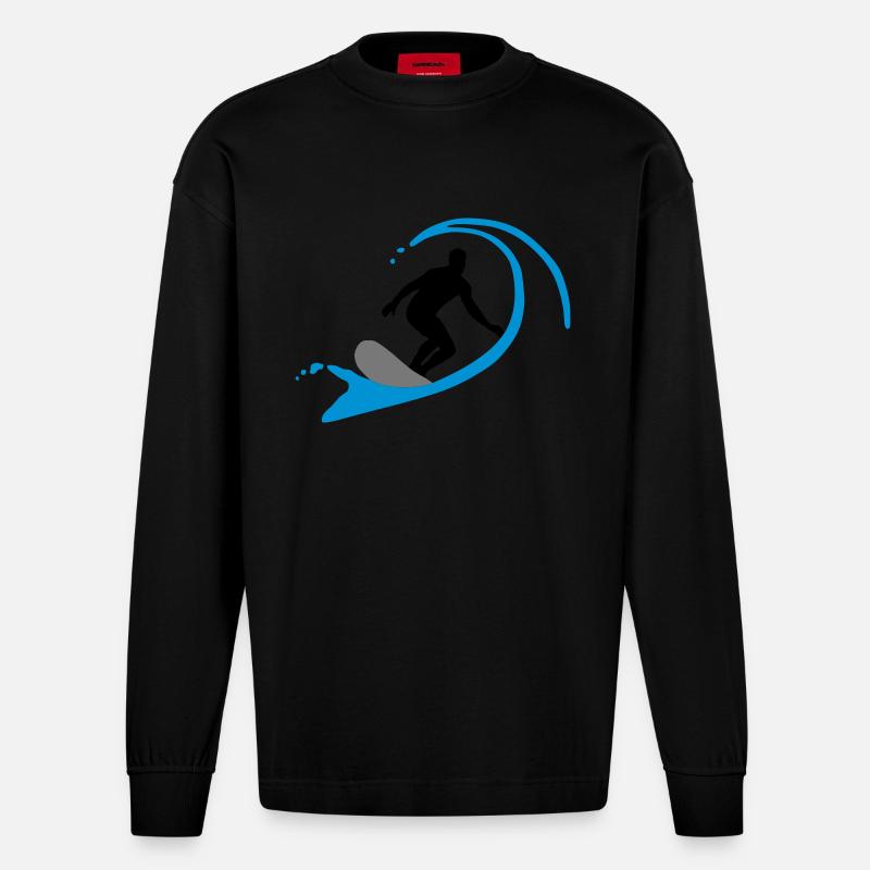 Surfer - Heavyweight Oversized Organic Langarmshirt Made in EU - SOLID BLACK