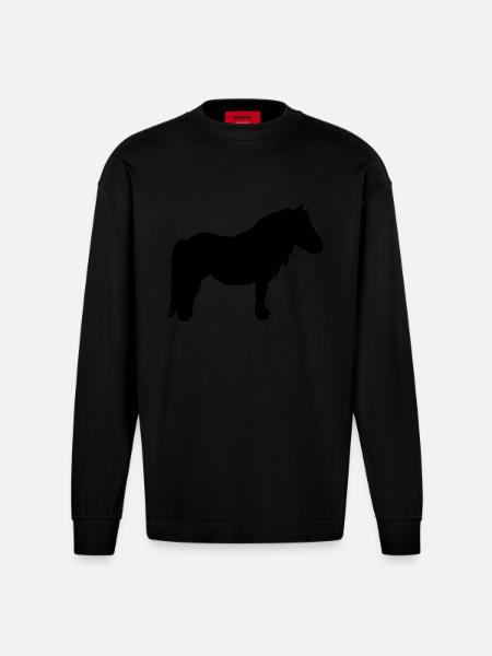 Pony Silhouette - Heavyweight Oversized Organic Longsleeve Shirt Made in EU - SOLID BLACK