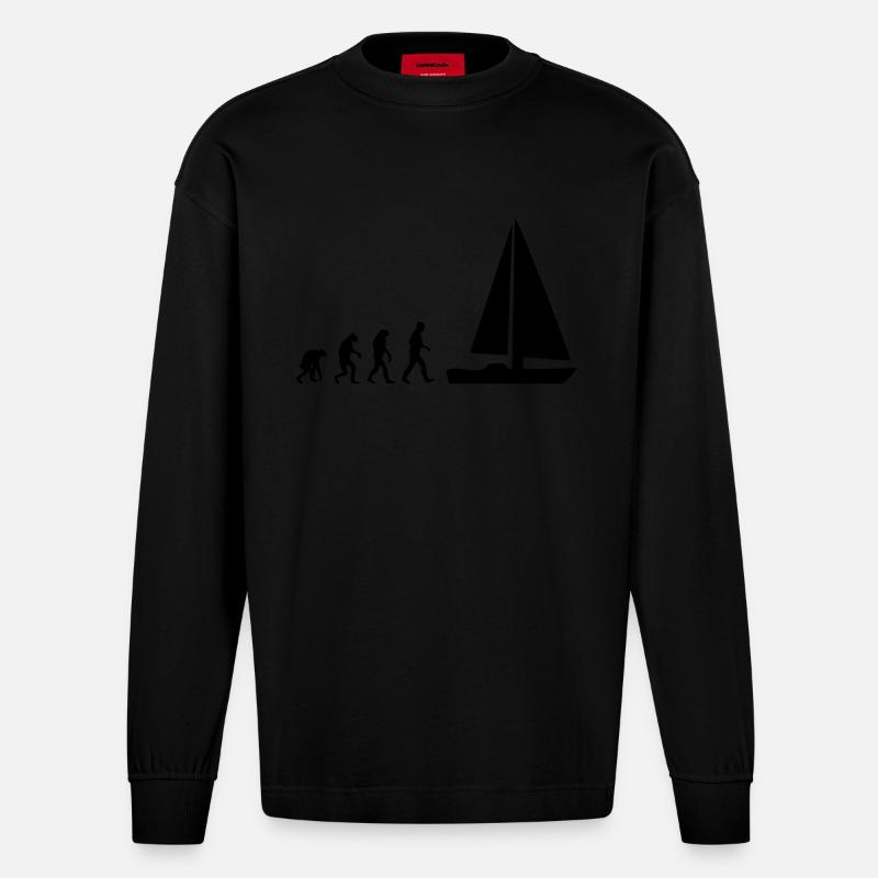 sailing evolution - Manches longues bio épais oversize fabriqué en UE - SOLID BLACK