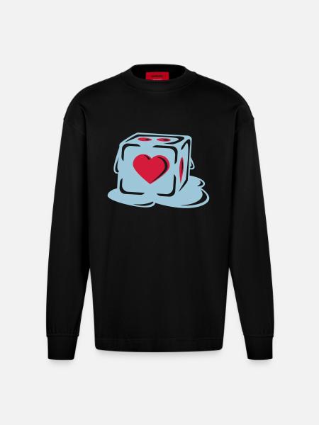 With Heart - Heavyweight Oversized Organic Longsleeve Shirt Made in EU - SOLID BLACK
