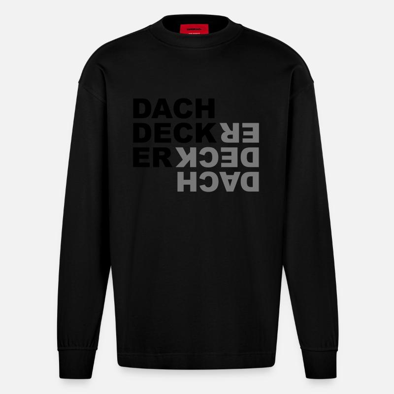 Dachdecker - V2 - Heavyweight Oversized Organic Langarmshirt Made in EU - SOLID BLACK