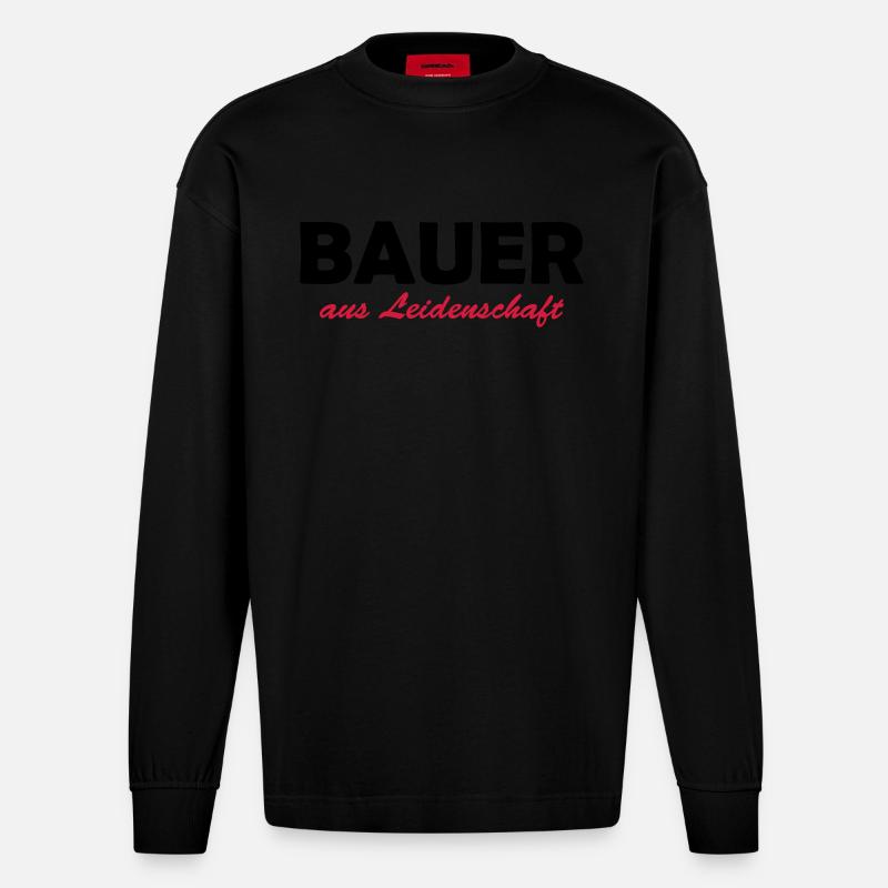 bauer aus leidenschaft - Manches longues bio épais oversize fabriqué en UE - SOLID BLACK
