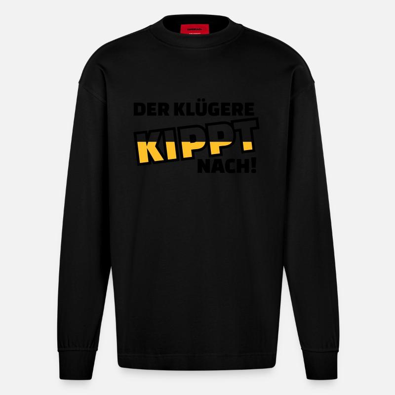 Bier - Heavyweight Oversized Organic Langarmshirt Made in EU - SOLID BLACK