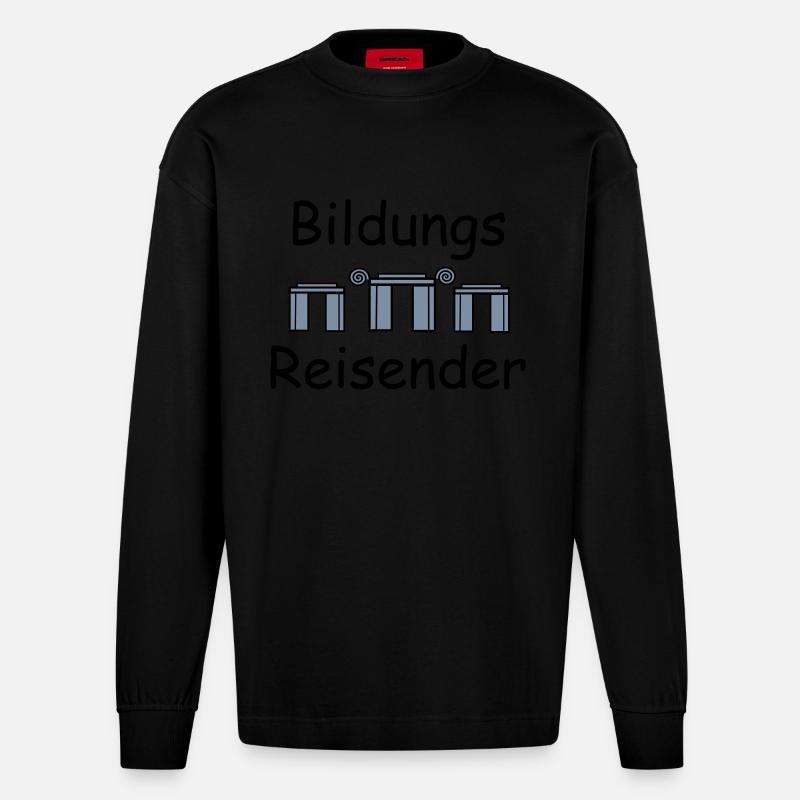 Bildungsreisender - Heavyweight Oversized Organic Langarmshirt Made in EU - SOLID BLACK