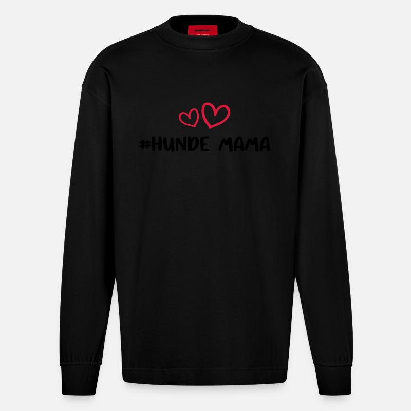 Hunde Mama - Heavyweight Oversized Organic Langarmshirt Made in EU - SOLID BLACK
