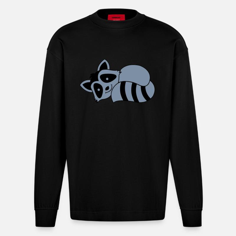 racoon - Heavyweight Oversized Organic Langarmshirt Made in EU - SOLID BLACK