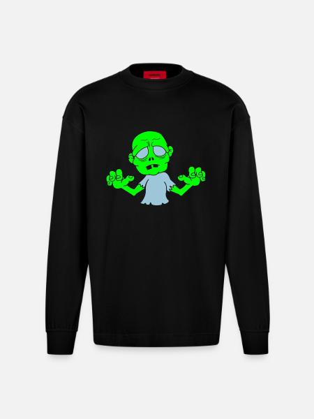 Zombie - Heavyweight Oversized Organic Longsleeve Shirt Made in EU - SOLID BLACK