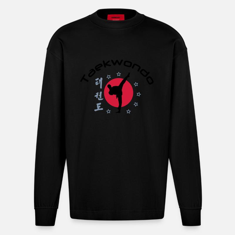 taekwondo_3 - Heavyweight Oversized Organic Langarmshirt Made in EU - SOLID BLACK