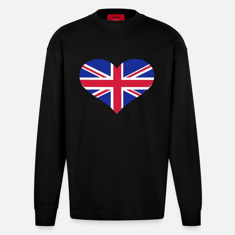 Großbritannien - Heavyweight Oversized Organic Langarmshirt Made in EU - SOLID BLACK