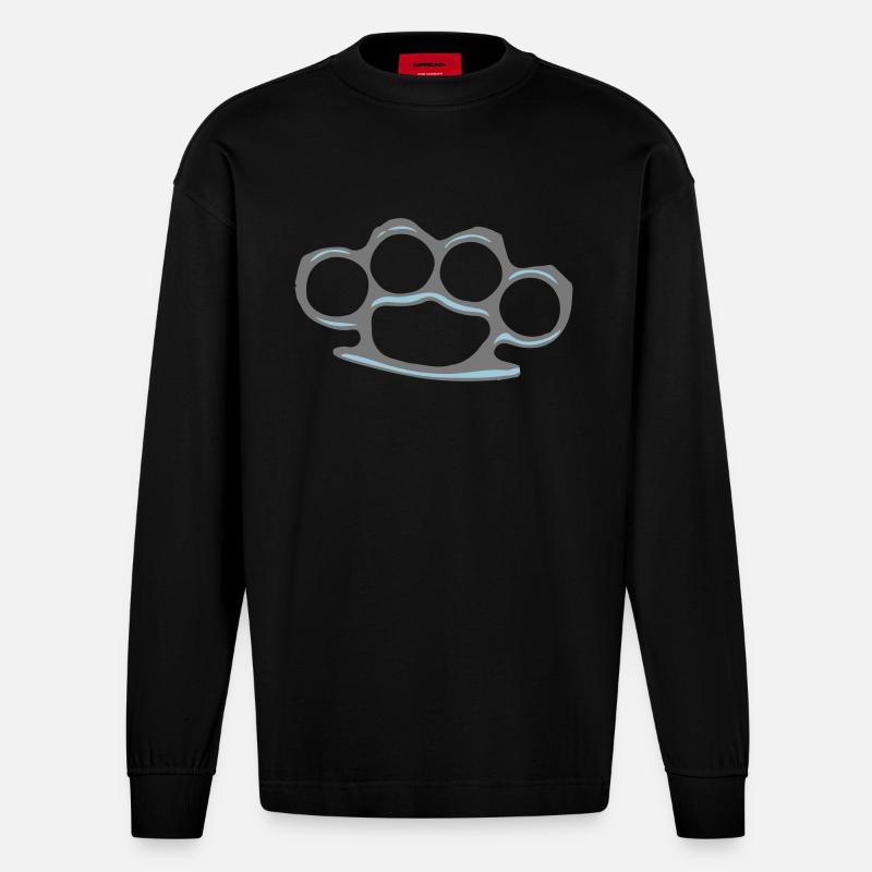 knuckle duster - Heavyweight Oversized Organic Langarmshirt Made in EU - SOLID BLACK