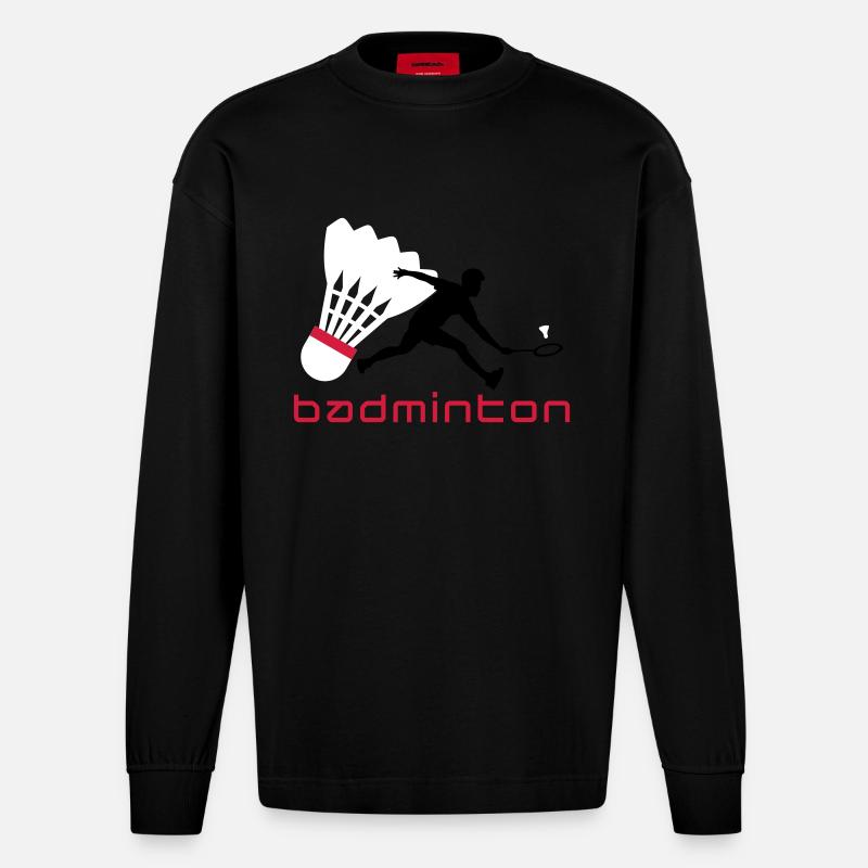 badminton_022011_t_3c - Manches longues bio épais oversize fabriqué en UE - SOLID BLACK