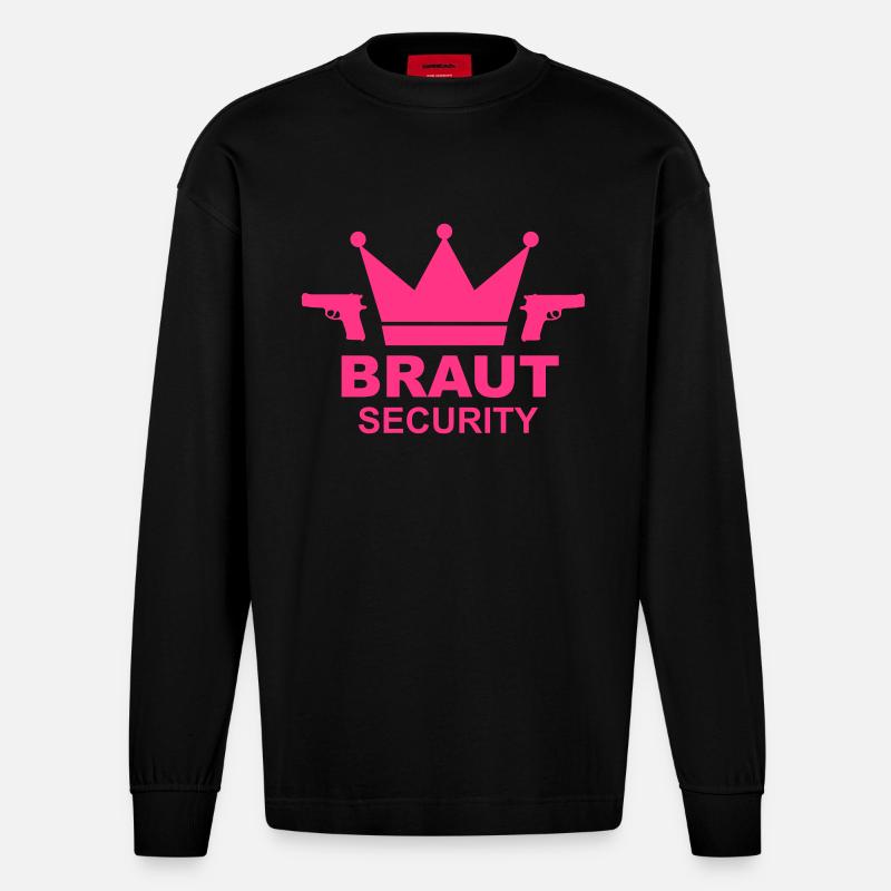 Braut Security JGA - Heavyweight Oversized Organic Langarmshirt Made in EU - SOLID BLACK